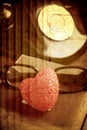 Red heart and vintage style Royalty Free Stock Photo