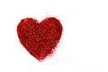 Red Heart On A White Background. Heart Of Glitter Grains. Glitter Makeup
