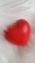 Red heart on white fur background Royalty Free Stock Photo