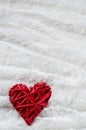 Red heart on the white pelage for Valentine day Royalty Free Stock Photo