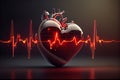 Red heart with white pulse line on white background. Heart pulse, heartbeat lone, cardiogram. Healthy lifestyle, cardiac Royalty Free Stock Photo