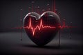 Red heart with white pulse line on white background. Heart pulse, heartbeat lone, cardiogram. Healthy lifestyle, cardiac Royalty Free Stock Photo