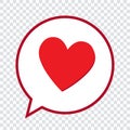 Heart in a speech bubble, vector love icon. Royalty Free Stock Photo