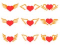 Red heart wings icons set Royalty Free Stock Photo