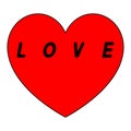 Red heart for womens day with black path and black an insription. Royalty Free Stock Photo