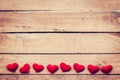 Red heart on wood background with space. vintage toned. Royalty Free Stock Photo