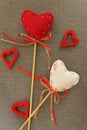 Red heart on wooden stick Royalty Free Stock Photo