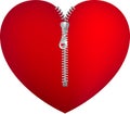 Red heart with zipper Royalty Free Stock Photo