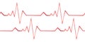 Red heartbeat graph, cardiogram. Watercolor illustration. Seamless board on a white background from the VETERINARY