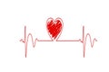 Red heartbeat, heart rate line, medicine concept, illustration design Royalty Free Stock Photo