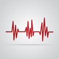 Red heartbeat icon. Vector illustration. Heartbeat sign in flat design.