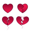 Red heart break love broken