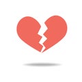 Red heartbreak / broken heart or divorce flat icon