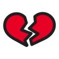 Red heartbreak, broken heart or divorce flat style