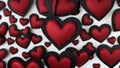 red hearts background with black heart outline A red heart on a black paper background. The heart is red and has some highlights.
