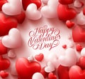 Red Hearts Background with Sweet Happy Valentines Day Greetings Royalty Free Stock Photo