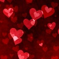 Red hearts background of Valentine's day. Love grunge texture