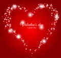 Red hearts on a red background. Valentine`s Day template Royalty Free Stock Photo