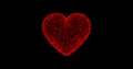 red hearts on black background, abstract particles animated background 4k, valentine's day, love. Blurred defocused