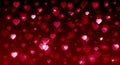 Red hearts on black background, gradient, bright, glow, glitter, holiday, wedding, romance, Valentine`s day, love, many hearts, Royalty Free Stock Photo