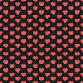 Red hearts on a black background. Royalty Free Stock Photo