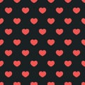 Red hearts on a black background. Royalty Free Stock Photo