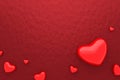 Red hearts and blank frame on vivid paper background with Happy valentine day. Beautiful mini heart style. 3D rendering Royalty Free Stock Photo