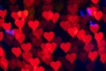 Red hearts bokeh as background for Valentine's day Royalty Free Stock Photo