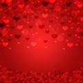 Red hearts bokeh card / texture / background