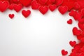red hearts border on white background with empty space for text Royalty Free Stock Photo