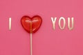 Two lollipops. Red hearts. Candy. Love concept. Valentine day Royalty Free Stock Photo