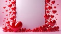 Red Hearts Cascade Around Rectangular White Space