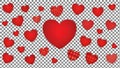 Red Hearts on Checkered Background Royalty Free Stock Photo