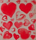 Red hearts craft paper background