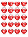Red hearts discount rate icons