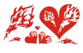 Red hearts of a dragon and a flaming dragon Royalty Free Stock Photo