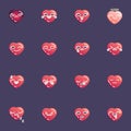 Red hearts emoji collection flat icons set Royalty Free Stock Photo