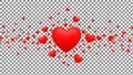 Red Hearts Explosion on Checkered Background Royalty Free Stock Photo