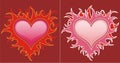 Red hearts in flames Royalty Free Stock Photo