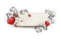 Red hearts and floral ornament Royalty Free Stock Photo