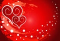 Red hearts on a flower ornament Royalty Free Stock Photo