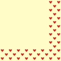 Red hearts, frame on yellow background, eps. Royalty Free Stock Photo