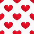 Red hearts geometric seamless pattern