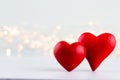 Red hearts on grey background. Valentines daz greeting cards