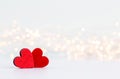 Red hearts on grey background. Valentines daz greeting cards