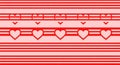 Red hearts and horizontal stripes create a pattern on a light pink background. The Royalty Free Stock Photo