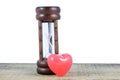 Red hearts and hourglass Royalty Free Stock Photo