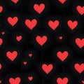 Red hearts pattern on black background for Valentine\'s Day Royalty Free Stock Photo
