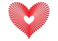 Red hearts pattern forming the shape of a large heart in concentric alignment pattern perspective as a tunnel of love Royalty Free Stock Photo