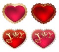 Red hearts pillows in a gold frame with ornament and a declaration of love Royalty Free Stock Photo